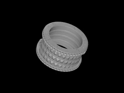 BULGARI - B ZERO 1 RING - FOUR BAND WITH DIAMOND BANDS 3D print model
