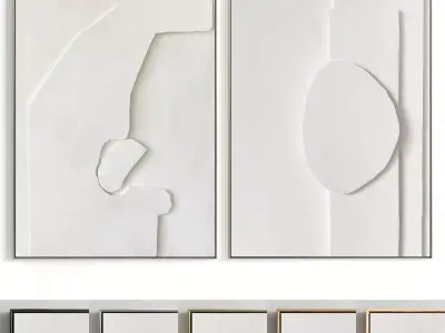 Plaster Two Photo Frame 99 Low-poly 3D model
