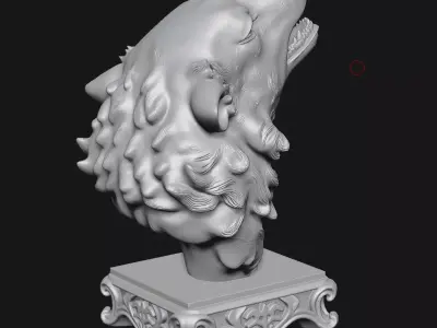 Wolf head sculpture 3D print model