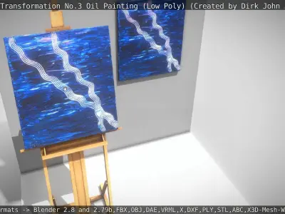 Blue Transformation no-3 Oil Painting   Low-poly 3D model