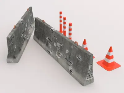 Street Sign Construction Low-poly 3D model