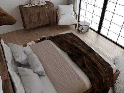 Winter Bedroom Blender Scene 3D model