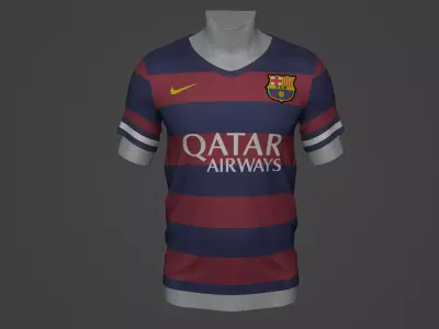 barcelona Football Jersey T-Shirt - Soccer Kit Low-poly 3D model