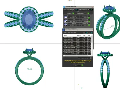 Classic Crisscross Oval diamond halo setting eternity ring  3D print model