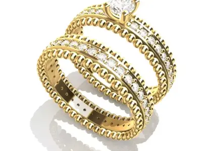 Engagement and Wedding Ring 3D print model