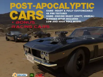 The Ultimate Post-Apocalyptic Car Collection Game Ready Models Low-poly 3D model