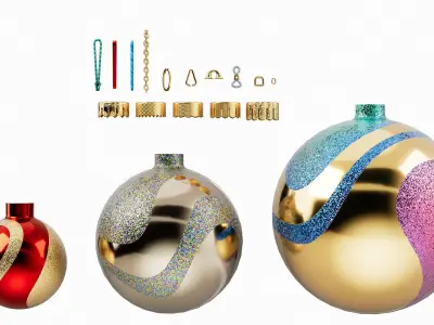 Christmas Ball Baubles kitbash v2 with 18 mesh 3 skin and 5 col 3D model