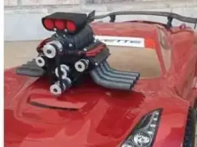 V8 RC 1 8th scale model engine block with super charger  Free 3D print model