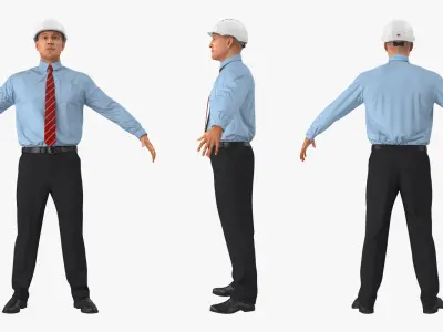 Construction Engineer in Hardhat Rigged for Maya 3D model