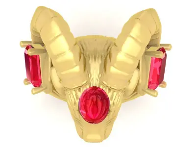 Luxury Ram Head Ruby Stone Ring for Men  3743 3D print model