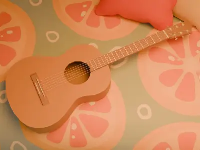 Attic bedroom Low-poly 3D model