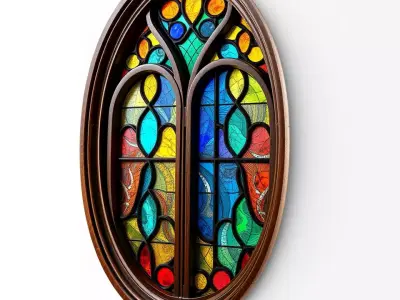 Elegant Stained Glass Window model pack Low-poly 3D model