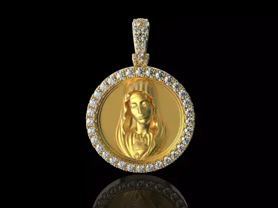 Virgin Mary With Diamonds Pendant 3D print model