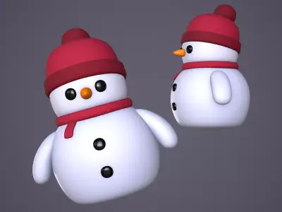 Snowman Cartoon Low-poly 3D model