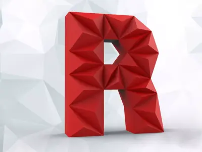 Lowpoly letter R 3D print model