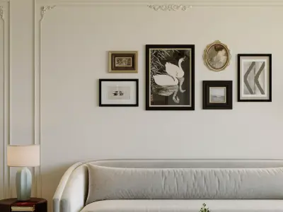 Mid Century interior scene 3D model