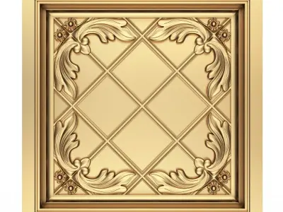 Carved Ceiling Tile 09 Low-poly 3D model