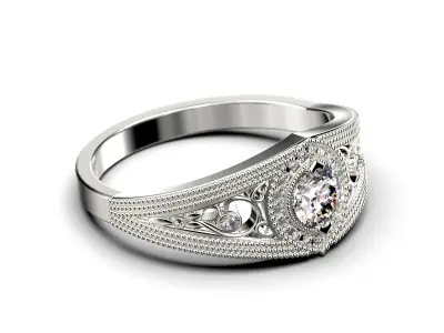 NazrulRing01 victorian filigree engagement ring in rose gold 3D print model