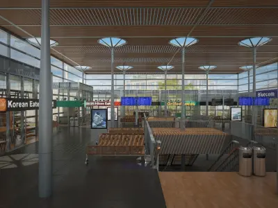 Realistic Railway train Station 3D Model  3D model