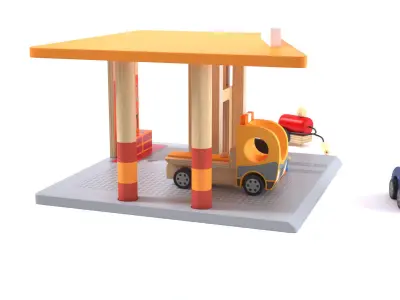 Garage wood toy Garage jouet en bois 3D model