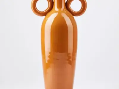 Round Handles Vase in Glazed Terracotta 3D model