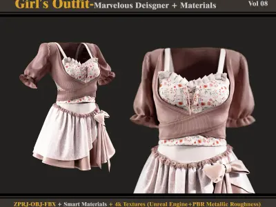 Girls Outfit-Models-Materials-Textures 3D model