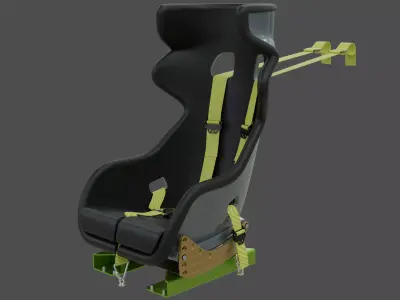 Highpoly seat assembly for rally car 3D model