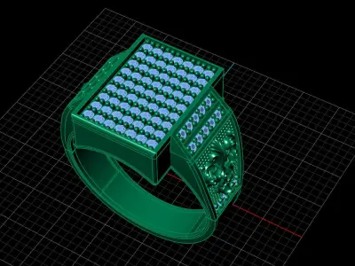 Print Ready STL 3DM  Gents Rings Diamond Men Ring  3D print model 62