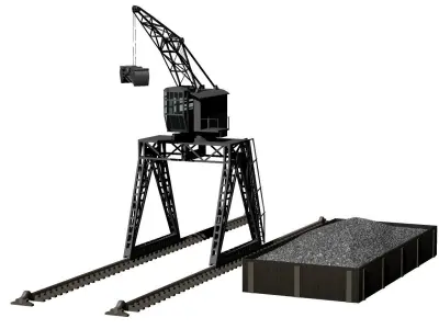 Jib Crane and 4Freight Car set 3D model