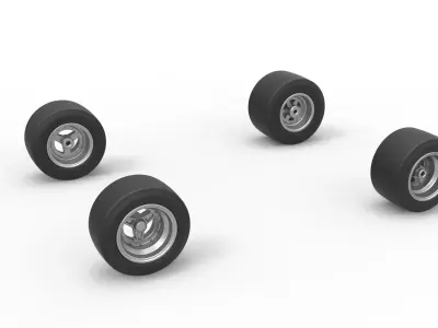 Wheel set of Pavement 600 Micro sprint car Scale 1 to 25 3D print model