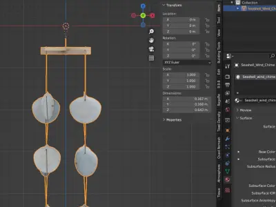 Sea Shell Wind Chime Low-poly 3D model