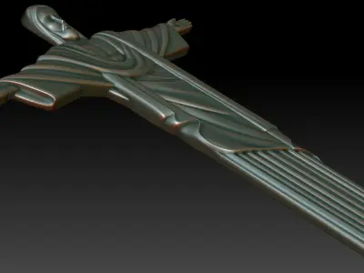 3d model bas-relief of the statue of Christ in Rio 3D print model