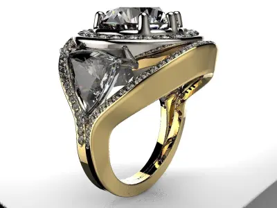 Classic Big Stone Ring 3D print model