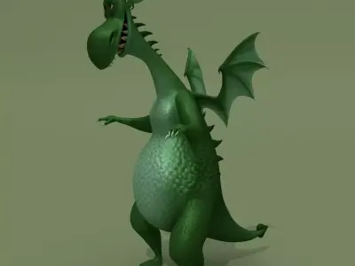 Cartoon Dragon Green and Red 3D model
