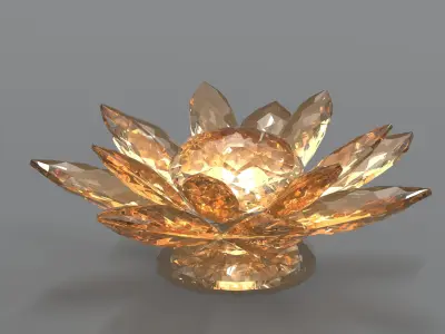 Glass Flower Showpiece Orange Low-poly 3D model