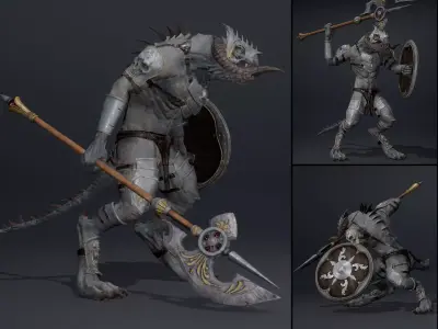 Ghost Spearman Arm1 Brutal Low-poly 3D model