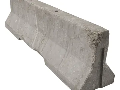 Game ready damaged Concrete Barrier newjersey Free low-poly 3D model