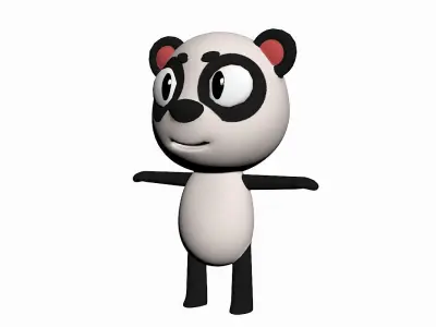 Cartoon Panda Character Low-poly 3D model