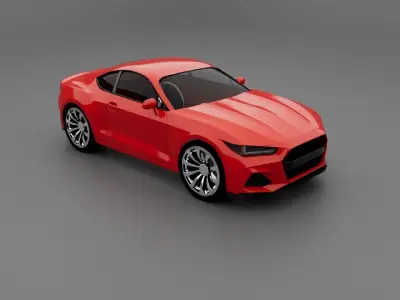 Red Coupe Low-poly 3D model