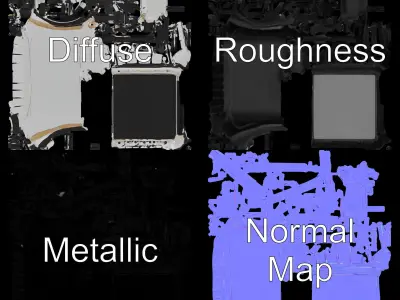 Ornate Black Metal Bed Model Pack Low-poly 3D model