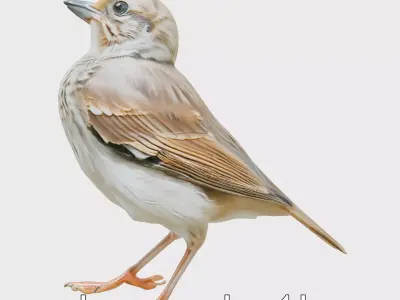 Rock Sparrow 3D Model with Detailed Feathers Low-poly 3D model