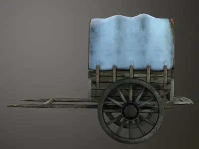 Wooden Cart low poly -3D model 3D model