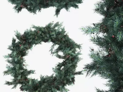 Christmas wreath with decor 3D model