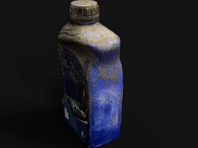 dirty car oil bottle PBR photogrammetry Low-poly 3D model