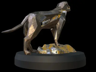 Steampunk English Mastiff Rock Low-poly 3D model
