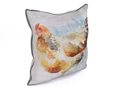Voyage Cushion - Chicken -Piped Pillow 3D model