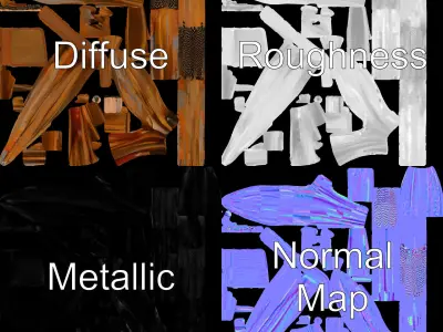 Decorative Cattail Sculpture Model Pack Low-poly 3D model