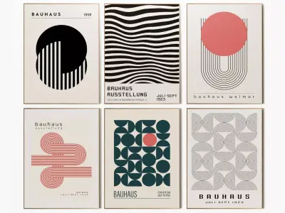 Bauhaus RedSunshine Poster Set 3D model