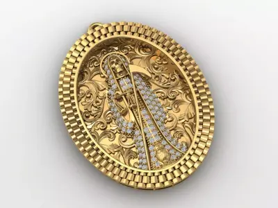  santa muerte holy death small size pendant 3D STL 3DM skull 3D print model