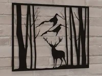 Deer Metal Wall Art 3D model